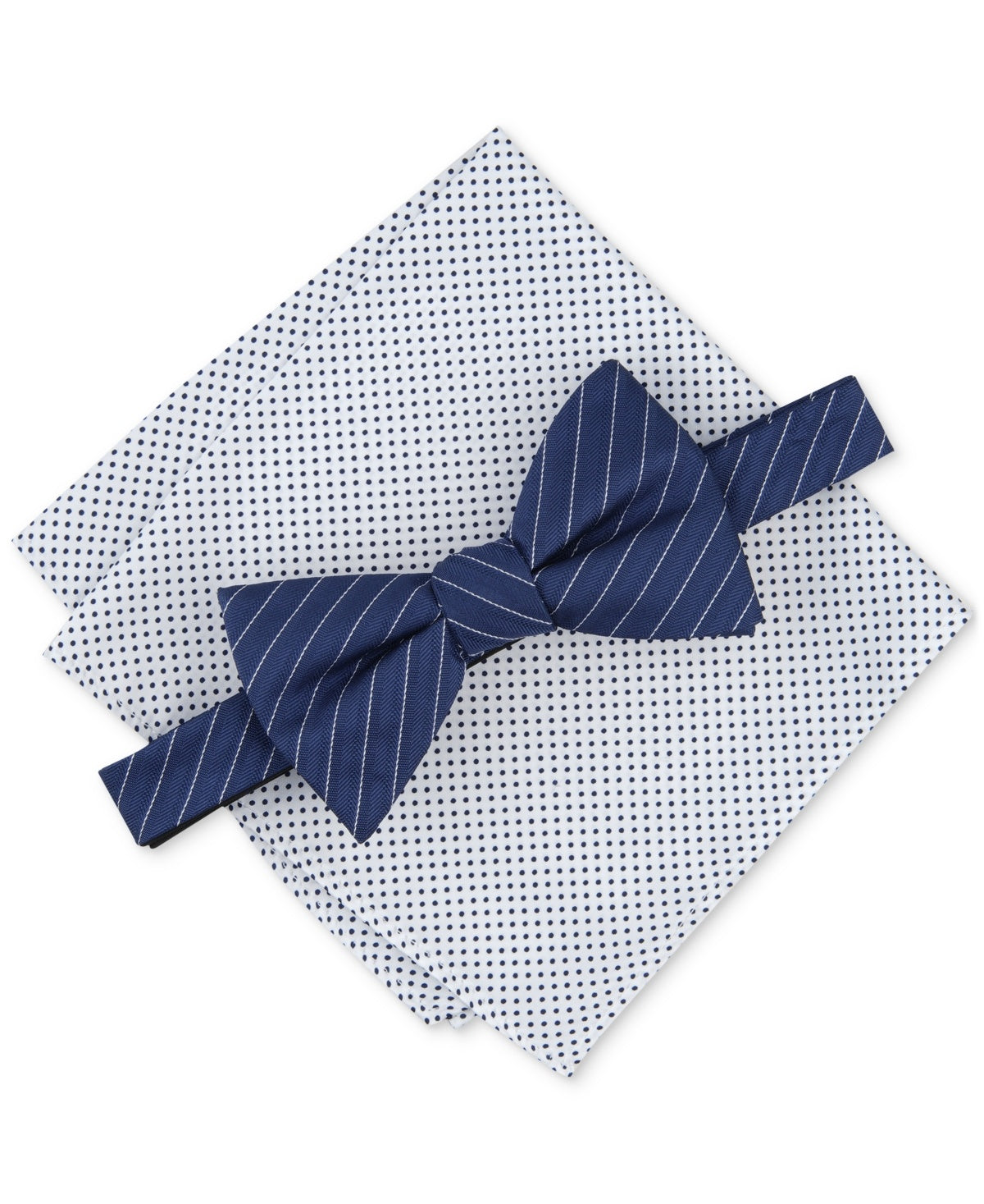 Alfani Mens Regular fit Bow Tie Necktie One Size Blue Ozark Striped