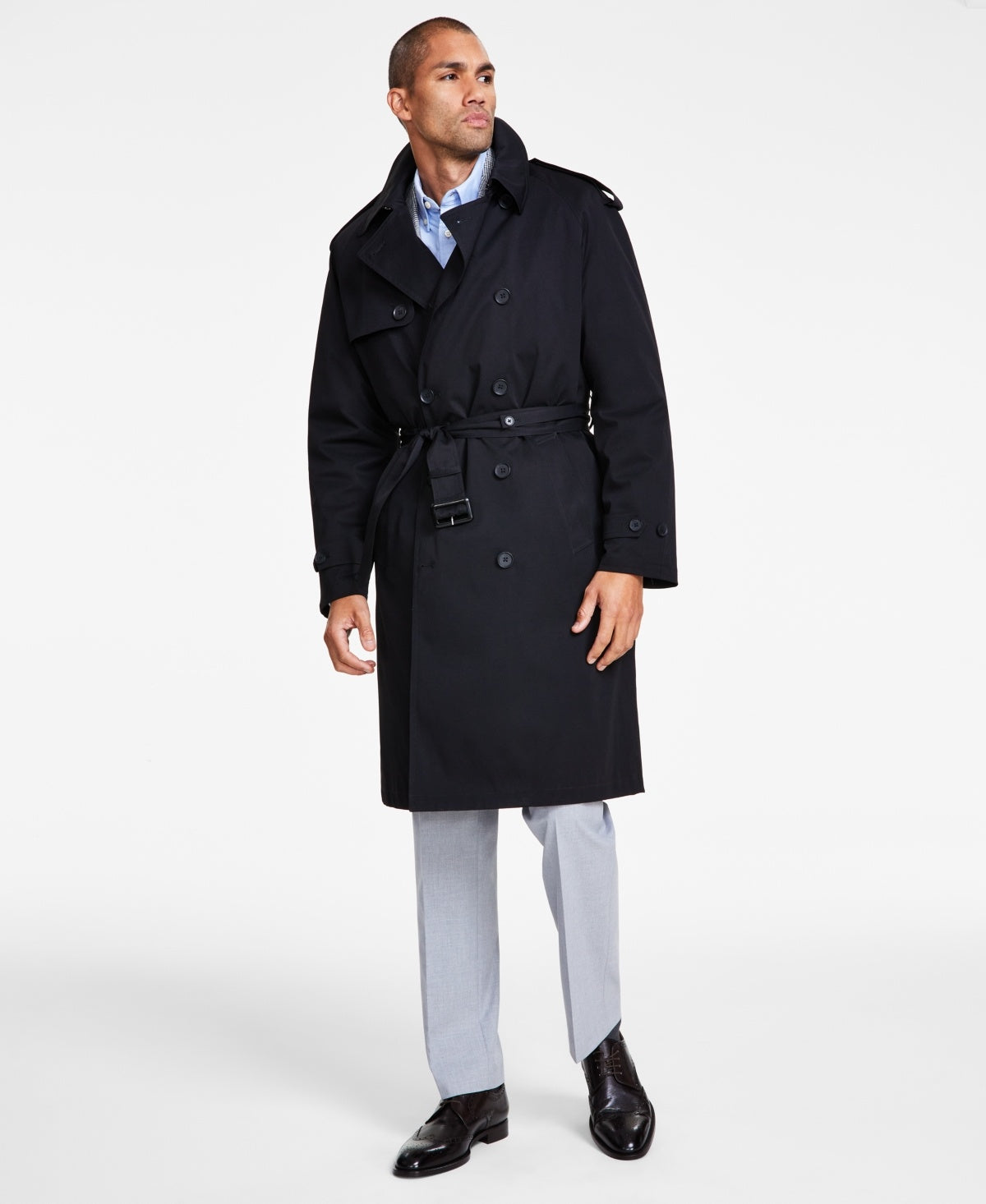 Michael Kors Men's Classic-Fit Belted Trench Rain Coat 46 L Black
