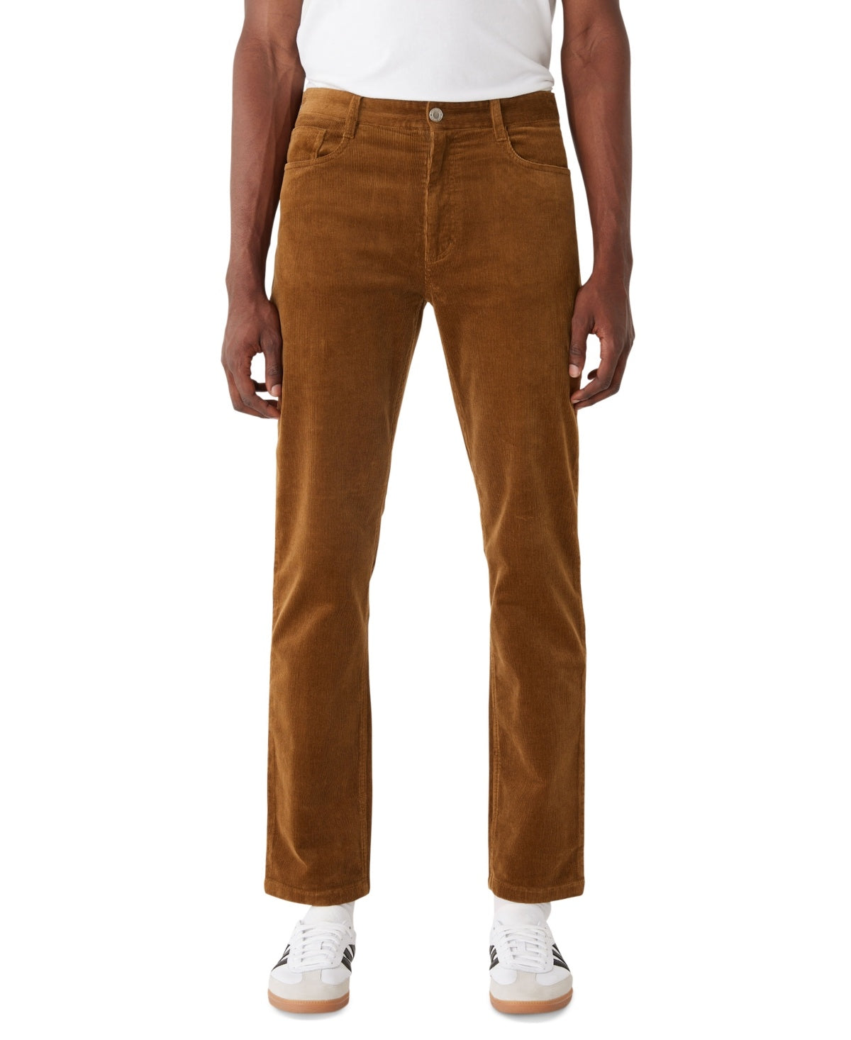 Frank And Oak Men's Slim Fit Straight Corduroy Pants Camel Brown 33 x 32