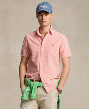 Polo Ralph Lauren Mens Classic fit Short Sleeve Button-Up Shirt XXL Orange Check