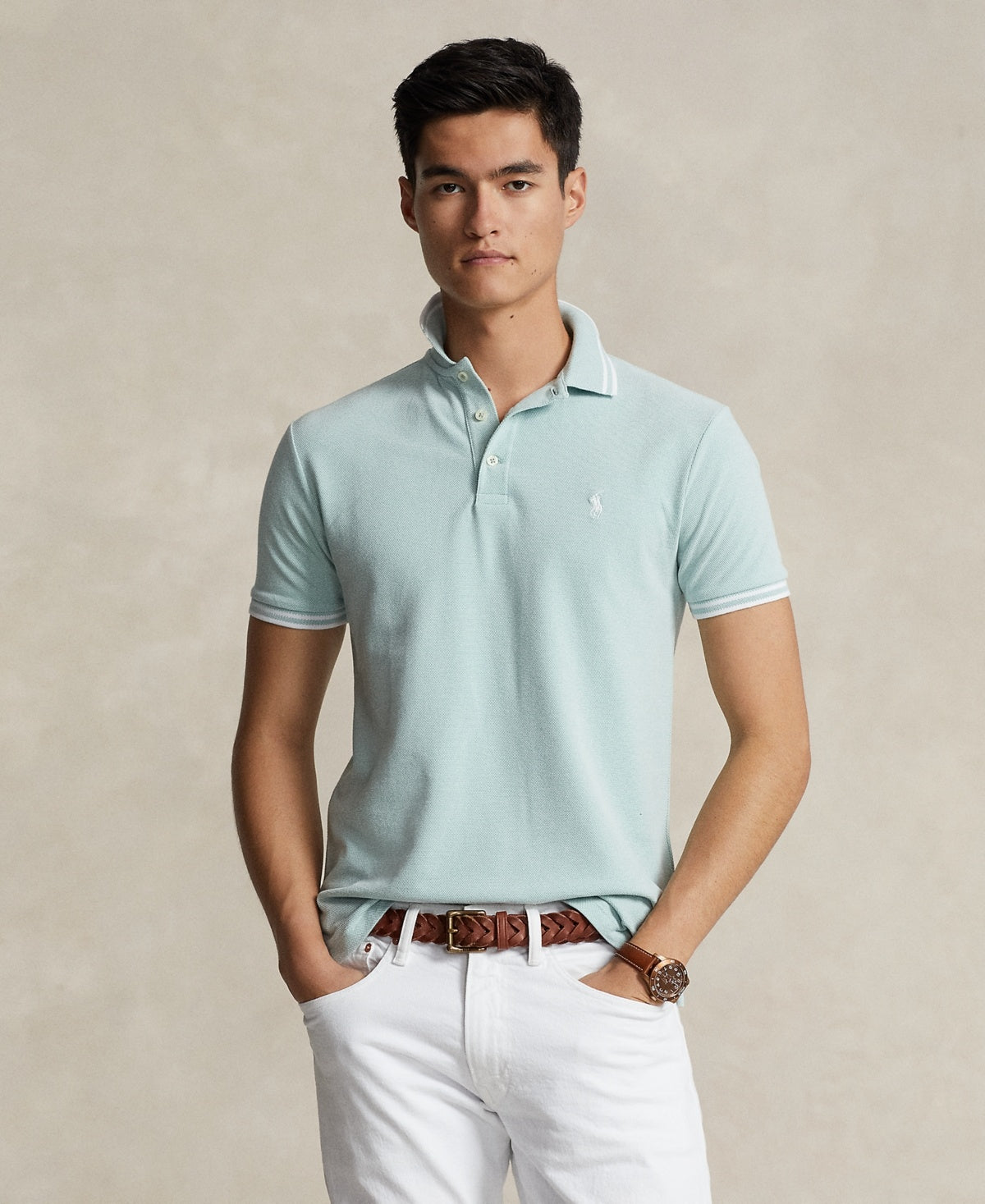 Polo Ralph Lauren Men Regular fit Short Sleeve Polo Shirt XS Blue Solid Stretch
