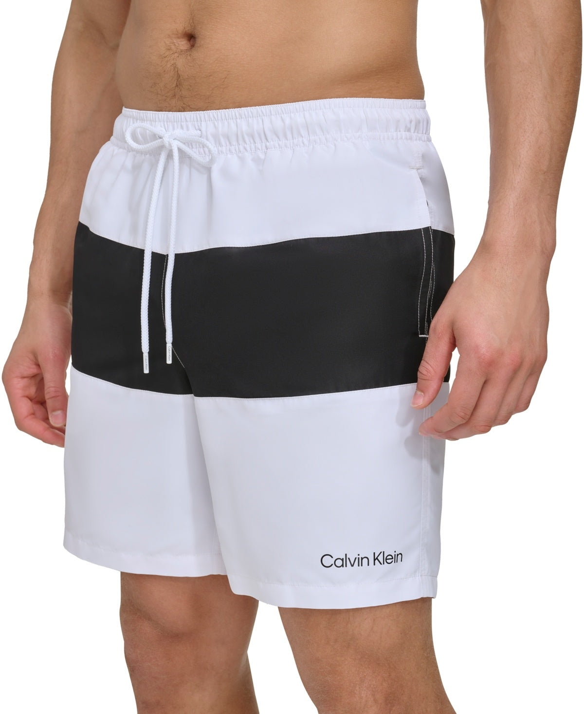 Calvin Klein Mens Regular fit Swim Trunks Swimwear XXL / 7 Inseam White Striped