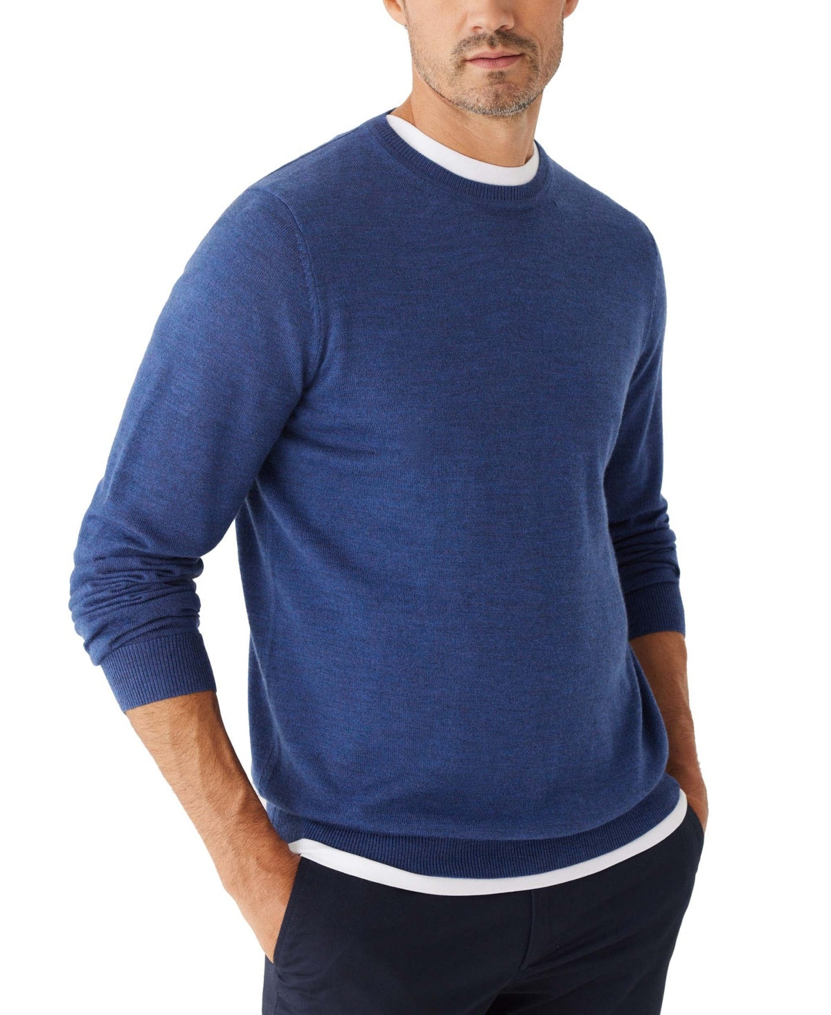 Frank And Oak Mens Merino Wool Crewneck Long Sleeve Sweater Royal Blue 2XL