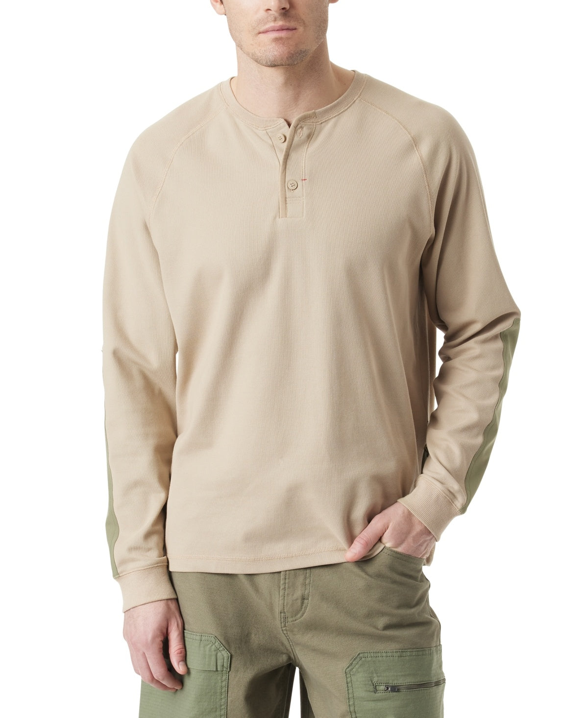 Bass Outdoor Mens Regular fit Long Sleeve Henley Shirt Large Brown Solid Thermal