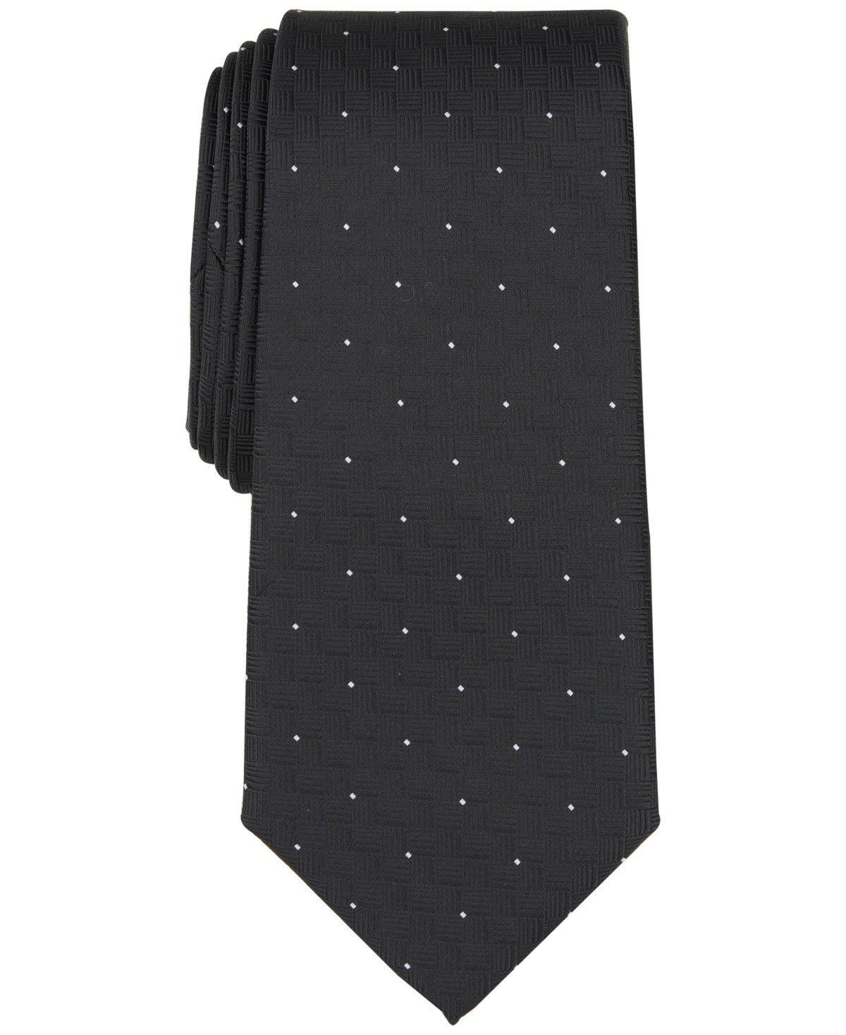 Alfani Mens Regular fit Tie Necktie One Size Black Mini Dot