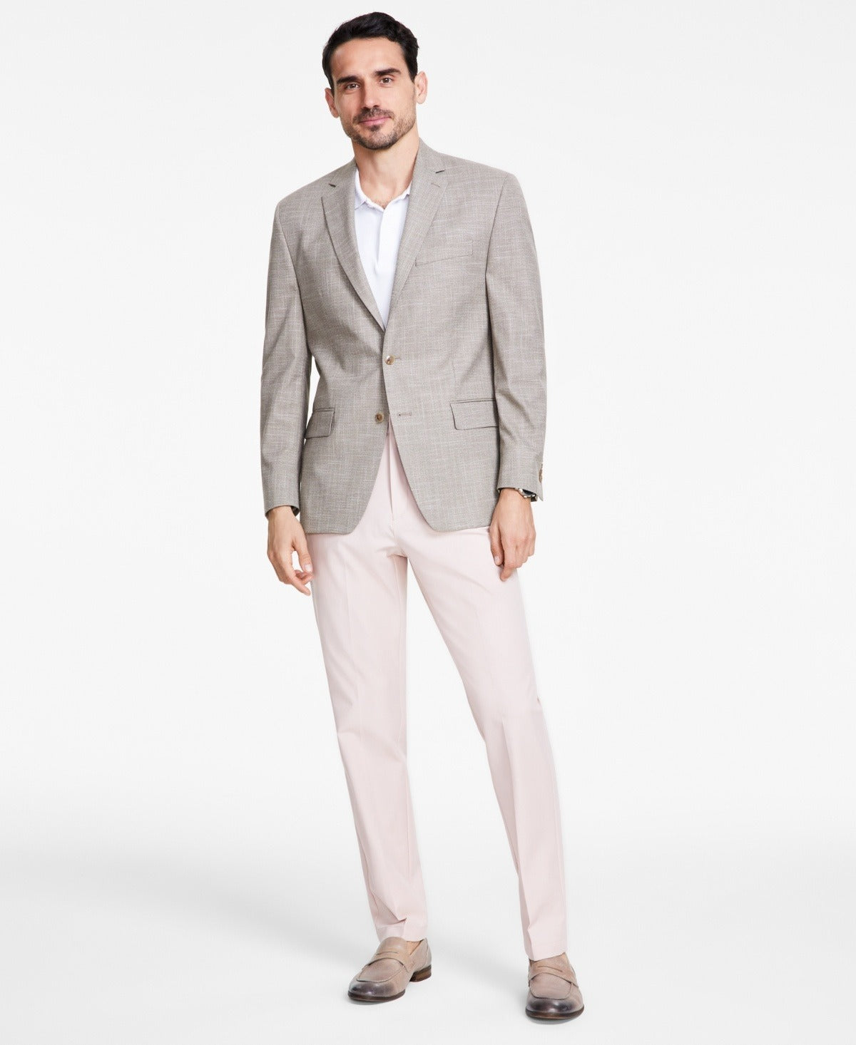 Michael Kors Mens Classic fit Sport Coat Blazer 48 R Tan Beige Solid