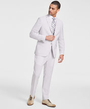 Kenneth Cole Mens Slim fit 2 Piece Suit 40 S / 33 Waist Cream Grey Check Stretch
