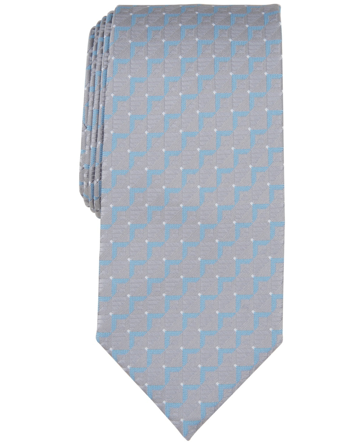 Perry Ellis Mens Regular fit Tie Necktie One Size Grey Geometric