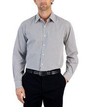 Club Room Mens Regular fit Dress Shirt XXL 18-18.5 Long Sleeve Black Check