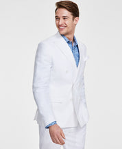 Bar Iii Mens Slim fit Double Breasted Suit Jacket Blazer 40 S White Solid Stretch