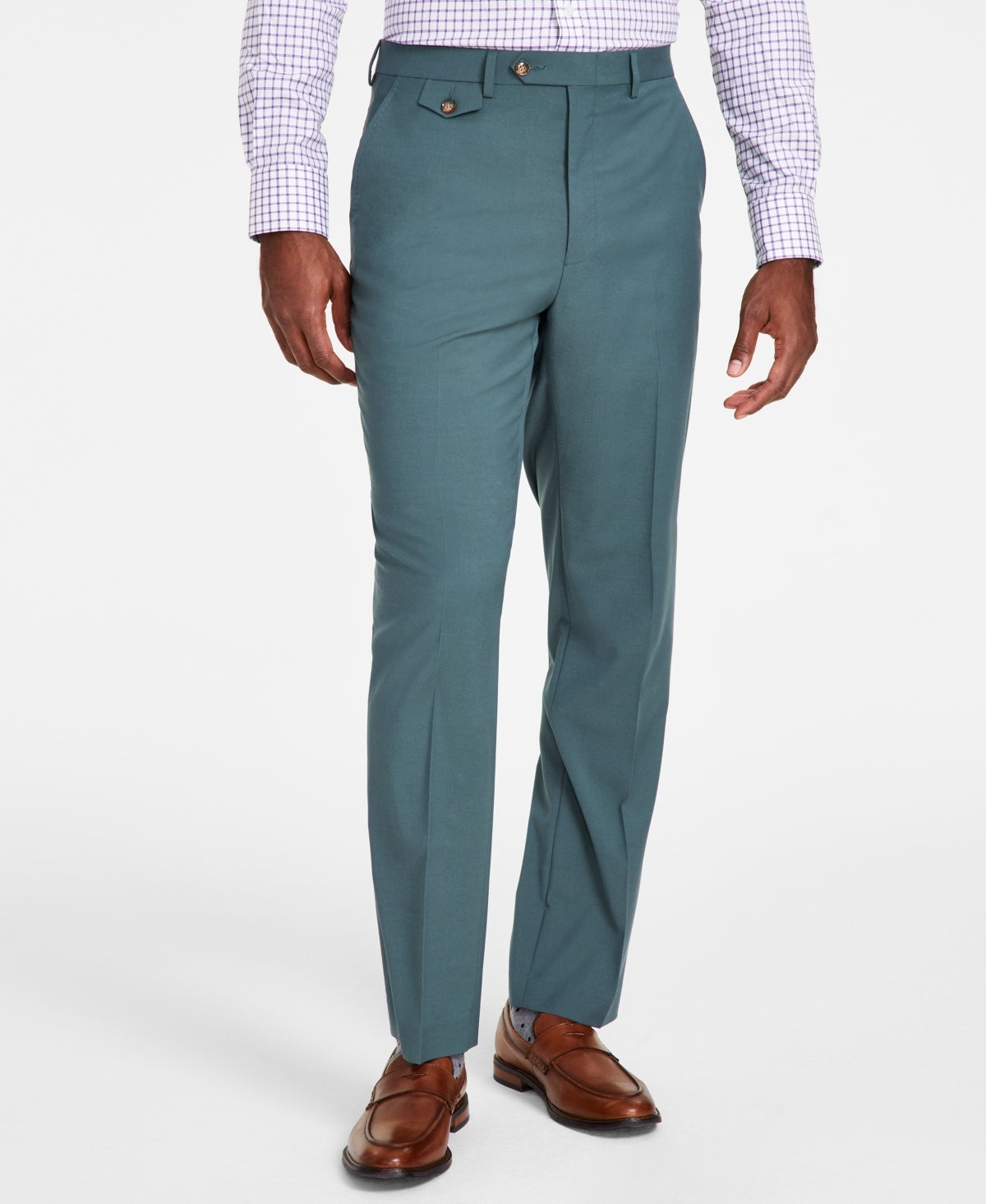 TAYION Mens Classic fit Dress Pants 44 / 30 Green Solid