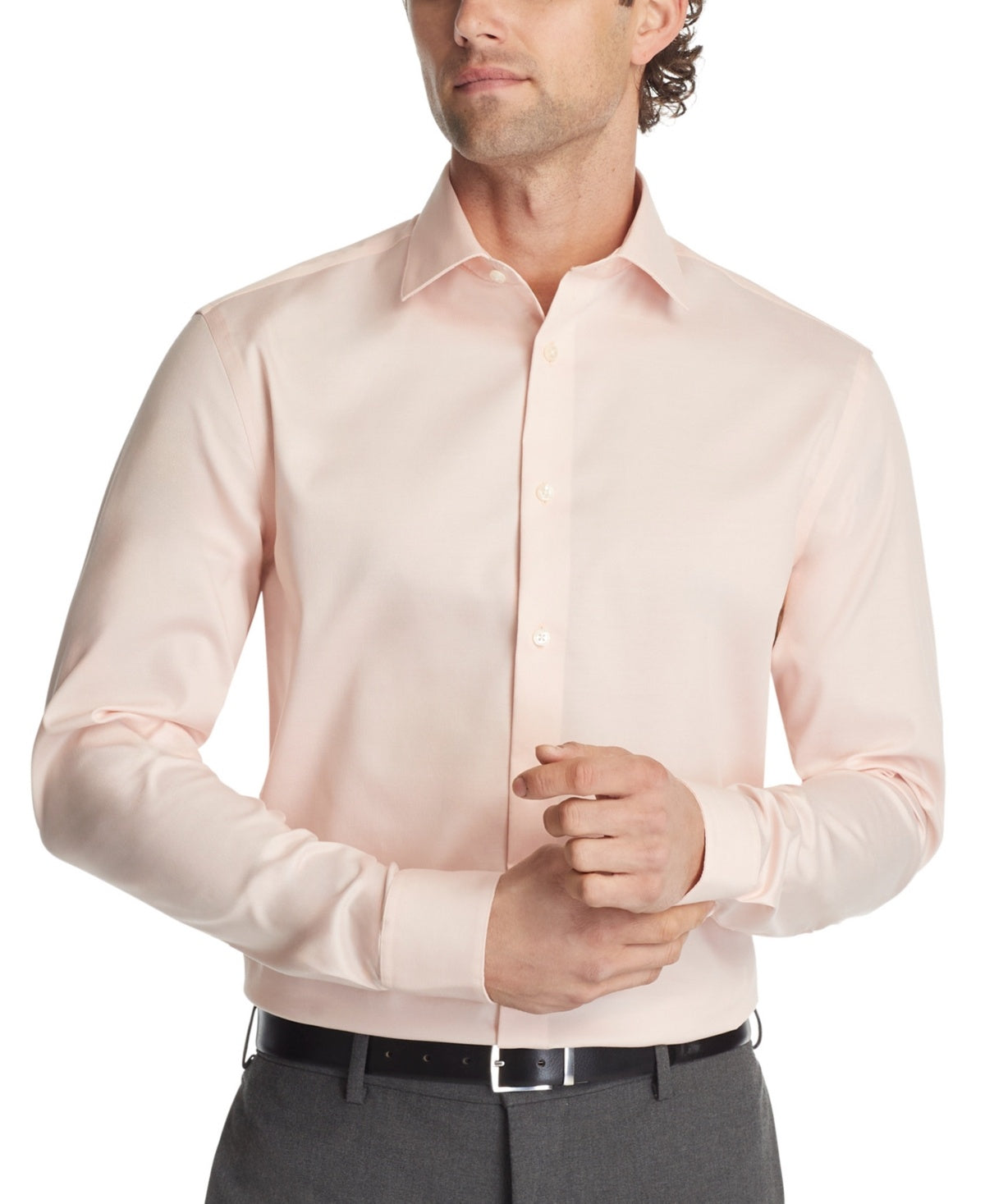 Calvin Klein Mens Regular fit Dress Shirt Large 16 in 32-33 Melon Orange Solid