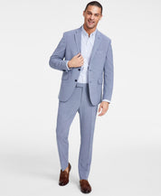Kenneth Cole Mens Slim fit 2 Piece Suit 41 R / 34 Waist Blue Solid Stretch