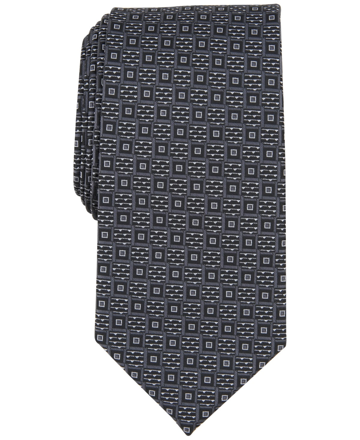 Perry Ellis Mens Randall Neat Square Tie Black ONE SIZE