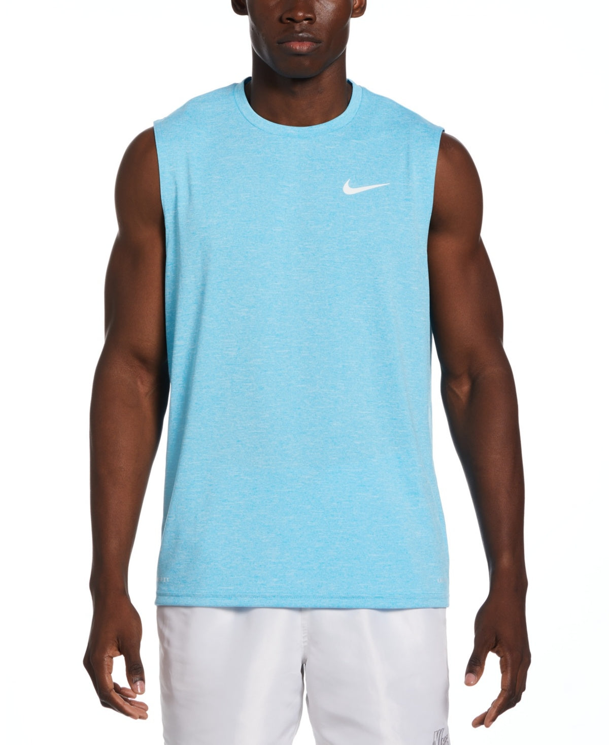 Nike Men Regular fit Sleeveless T-Shirt Swimwear Medium Blue Solid