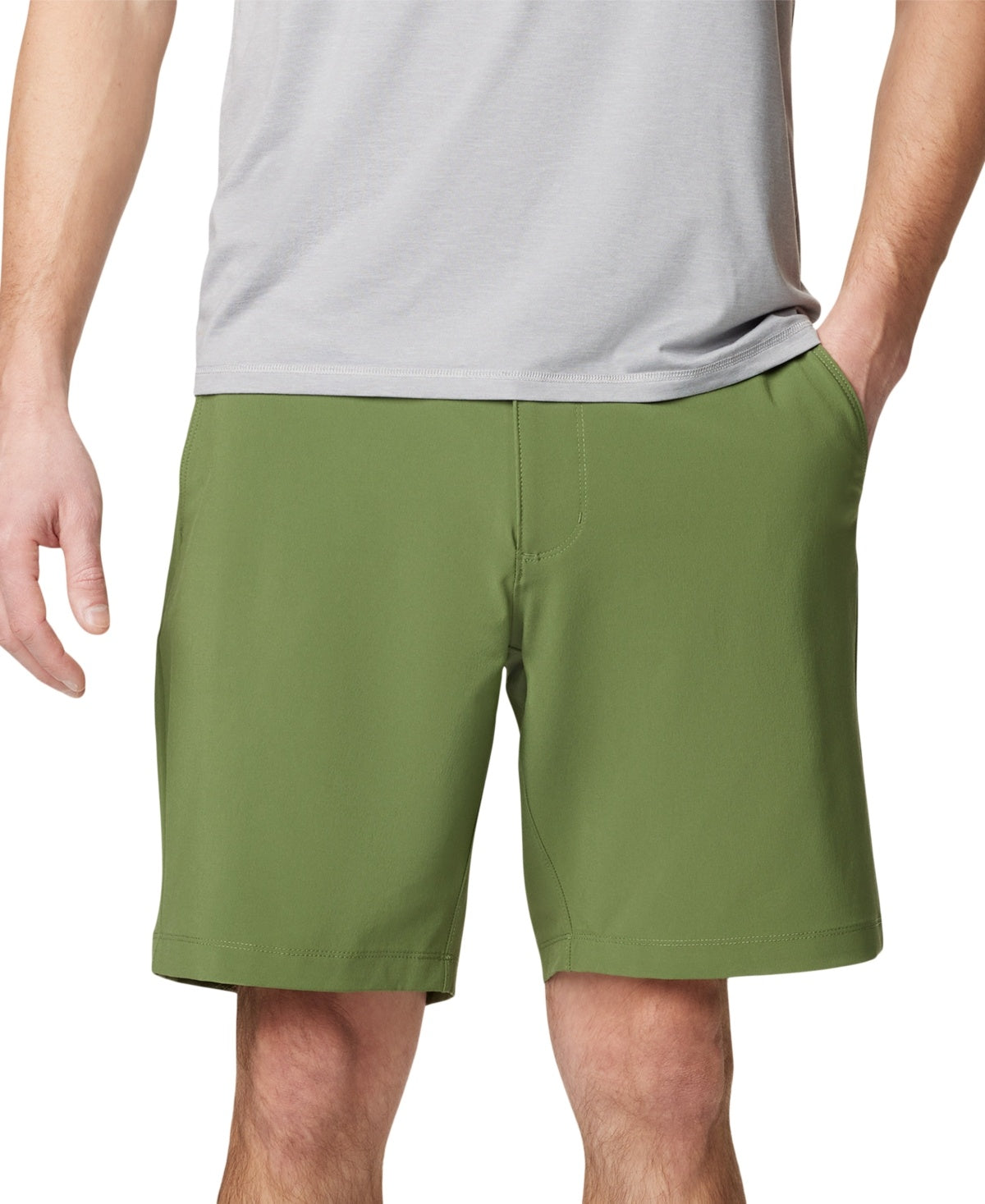 Columbia Mens Regular fit Athletic Shorts 42 Green Solid Stretch