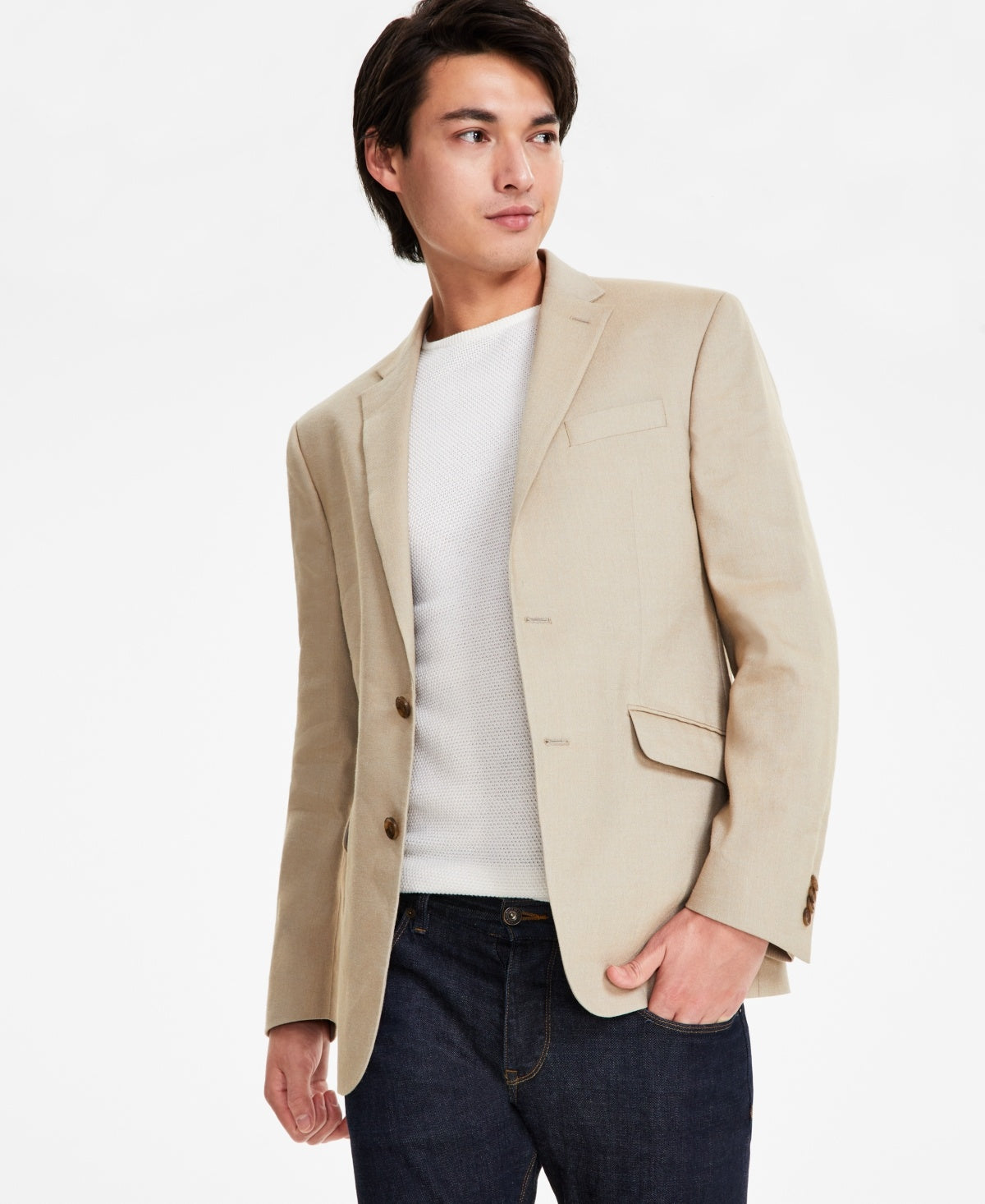 Kenneth Cole Reaction Mens Slim fit Sport Coat Blazer 38 R Beige Solid