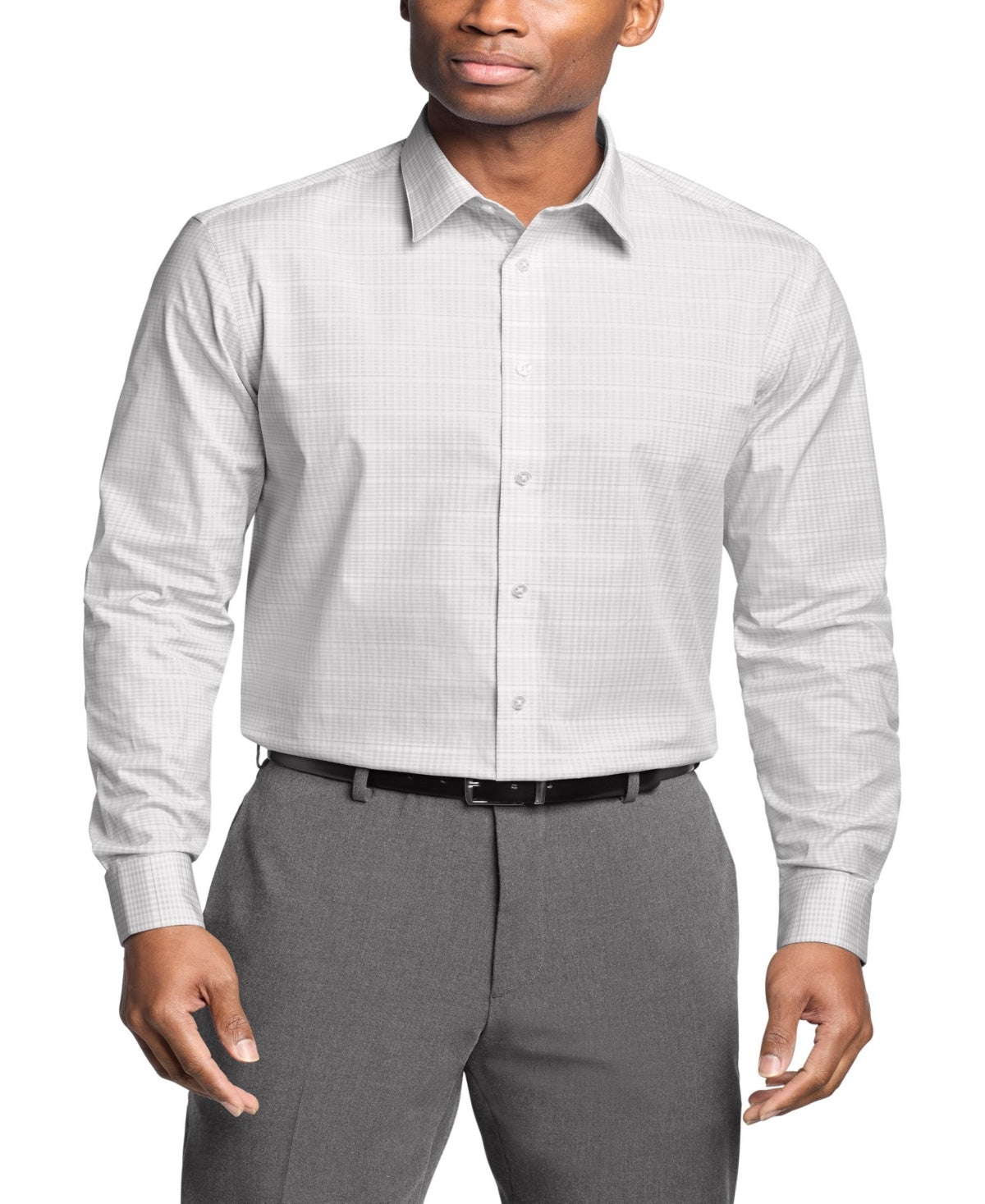 Calvin Klein Mens Regular fit Dress Shirt Medium 15.5 in 32-33 Grey Plaid