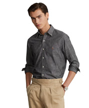 Polo Ralph Lauren Mens Classic Fit Chambray Shirt Charcoal Grey Medium