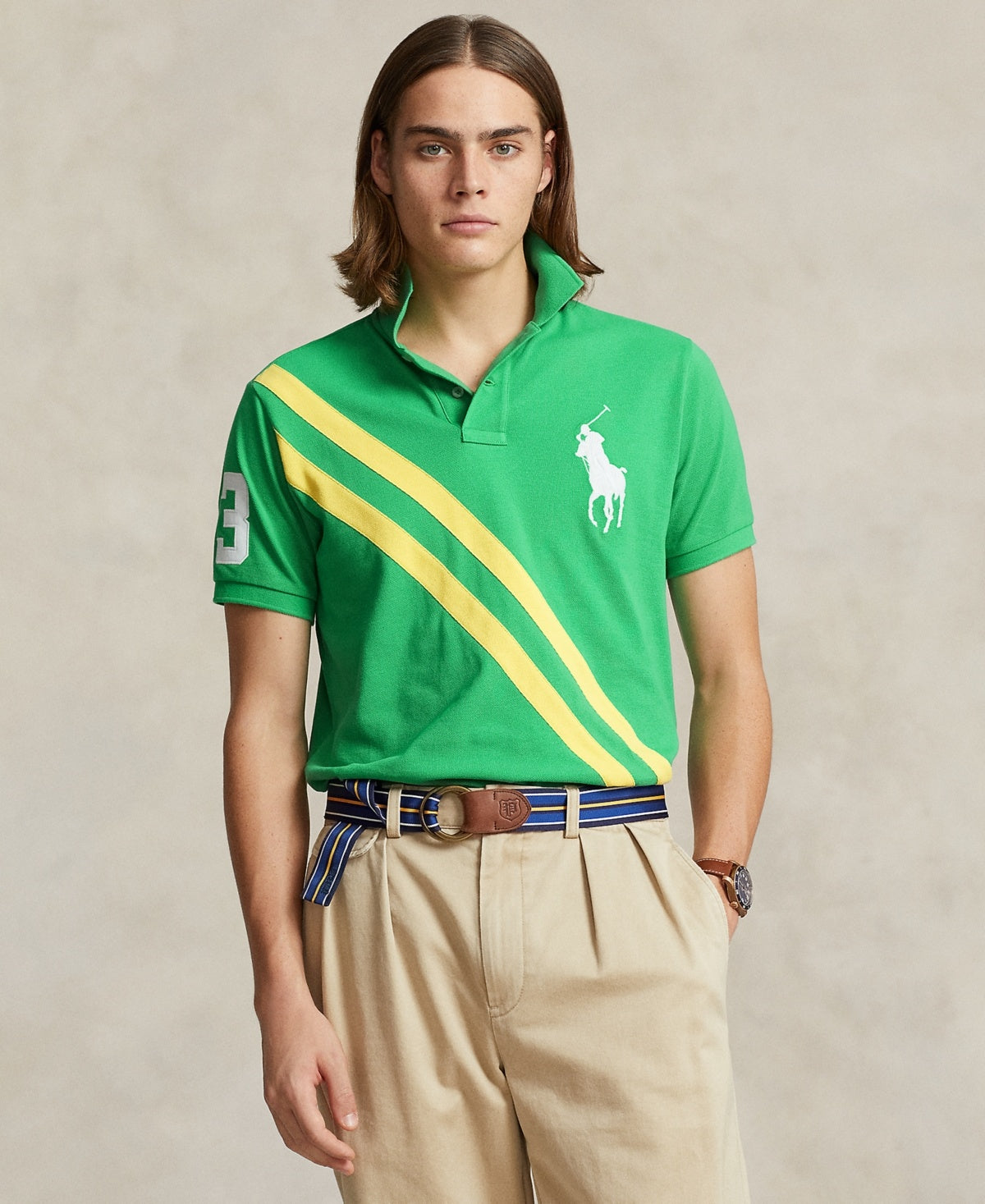 Polo Ralph Lauren Mens Slim fit Short Sleeve Polo Shirt Small Green Yellow