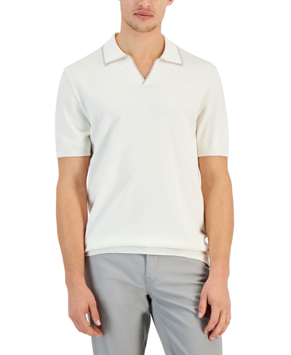 Alfani Mens Regular fit Short Sleeve Polo Shirt XXL White Solid
