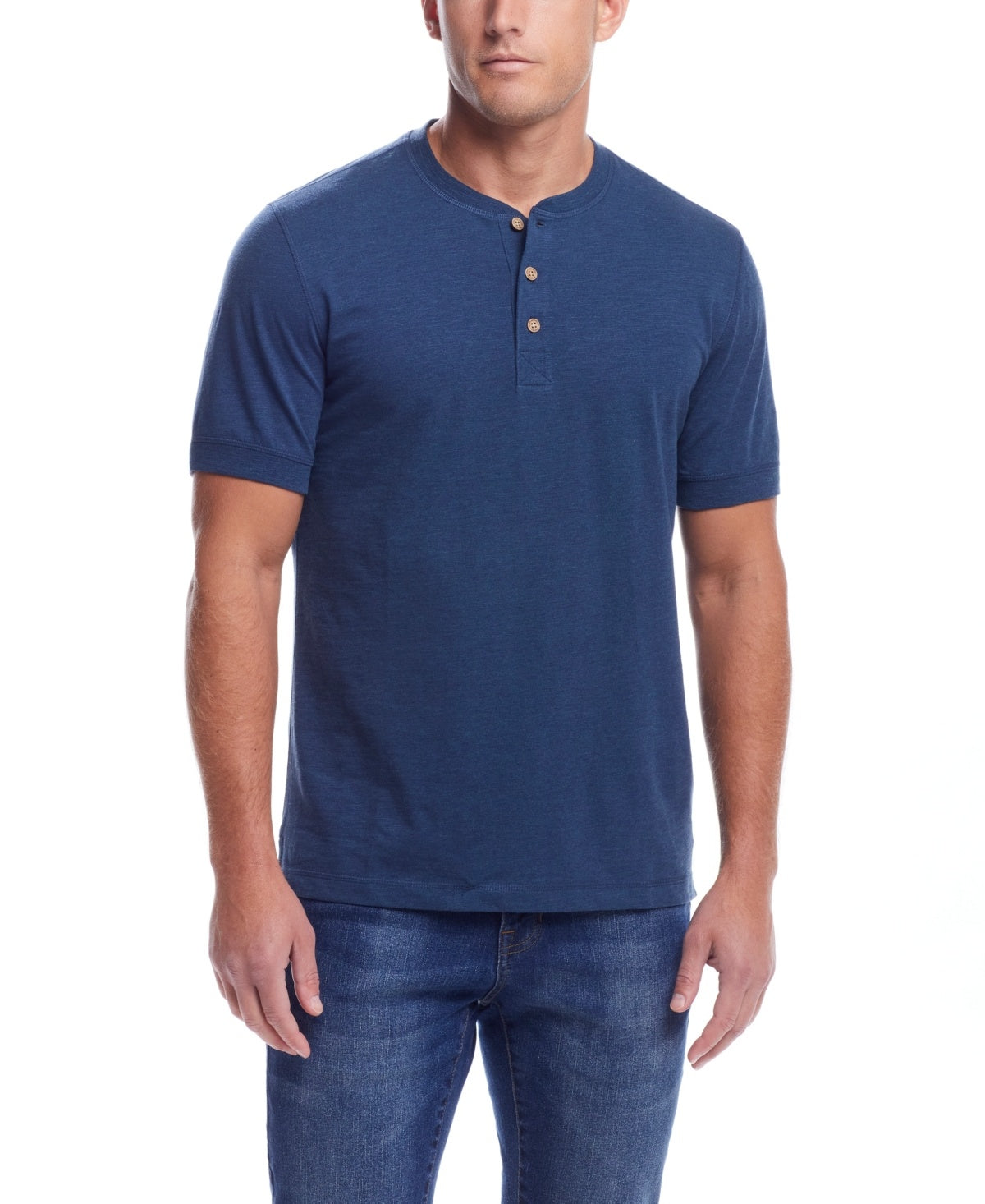Weatherproof Vintage Mens Regular fit Short Sleeve Henley Shirt XXL Blue Solid