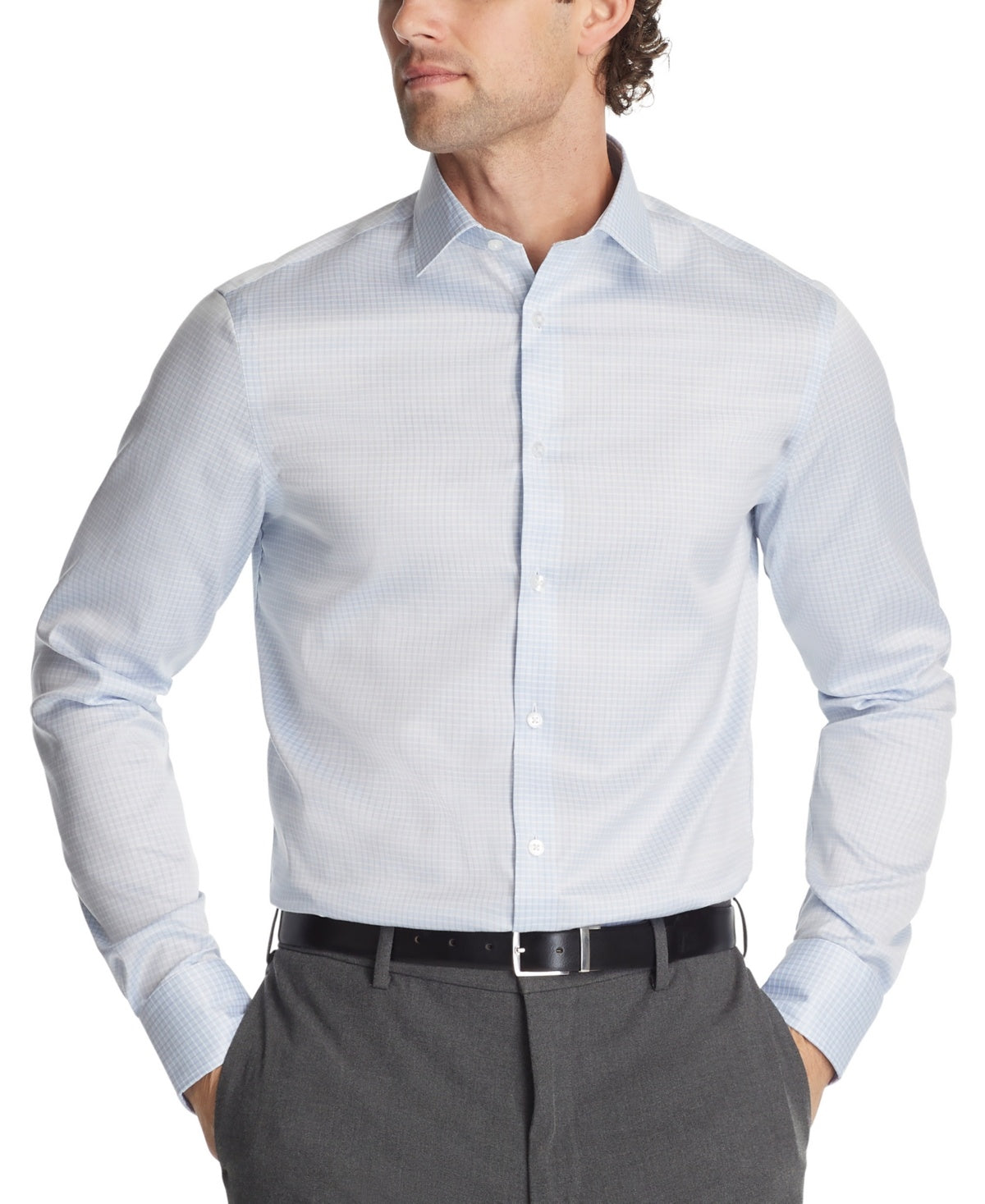 Calvin Klein Mens Regular fit Dress Shirt Large 16.5 in 34-35 Light Blue