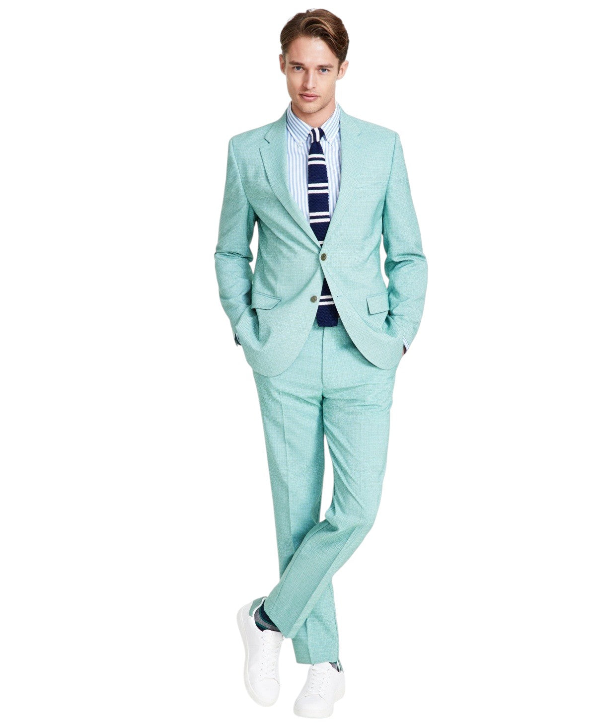 Nautica Mens Modern fit 2 Piece Suit 42 S / 36 Waist Mint Green Solid Stretch