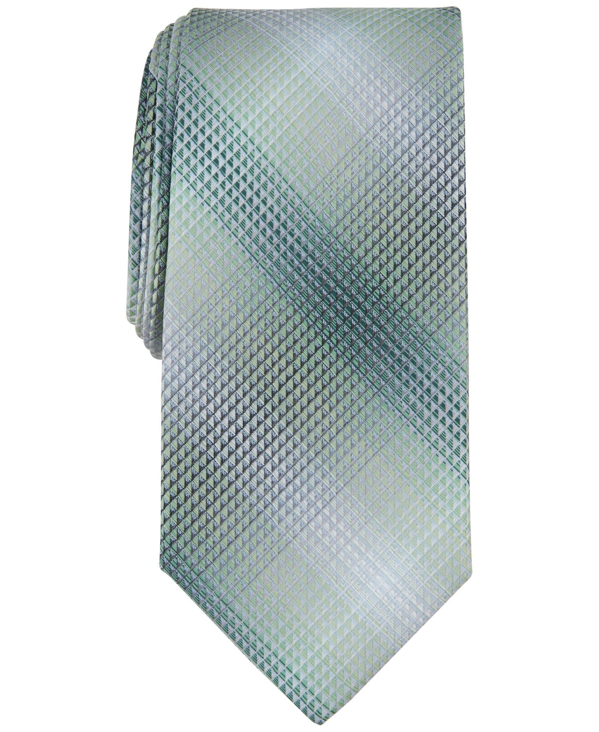 Perry Ellis Mens Regular fit Tie Necktie One Size Green Mini Plaid