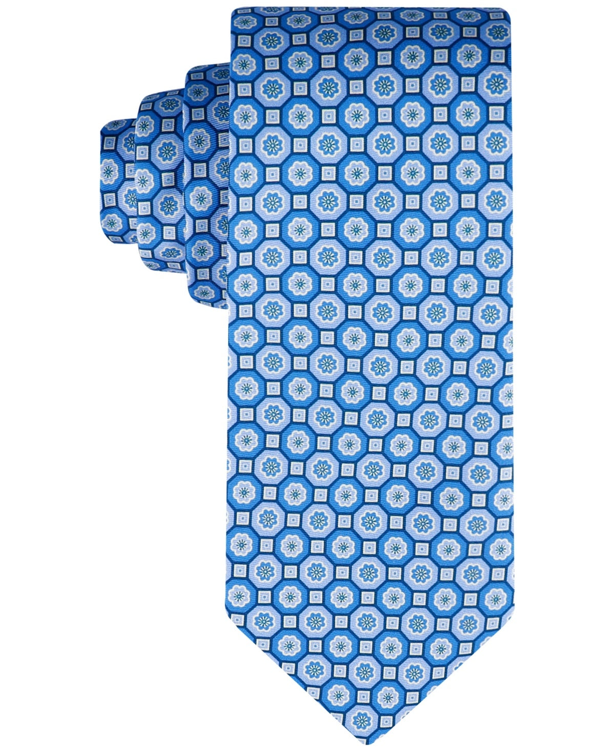 Tommy Hilfiger Mens Regular fit Tie Necktie One Size Blue Floral Medallion