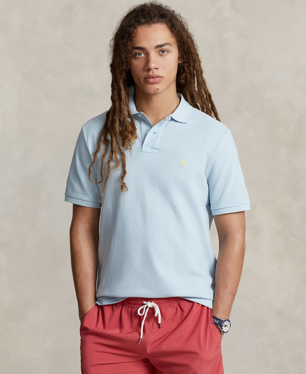 Polo Ralph Lauren Mens Classic fit Short Sleeve Polo Shirt XS Light Blue Solid