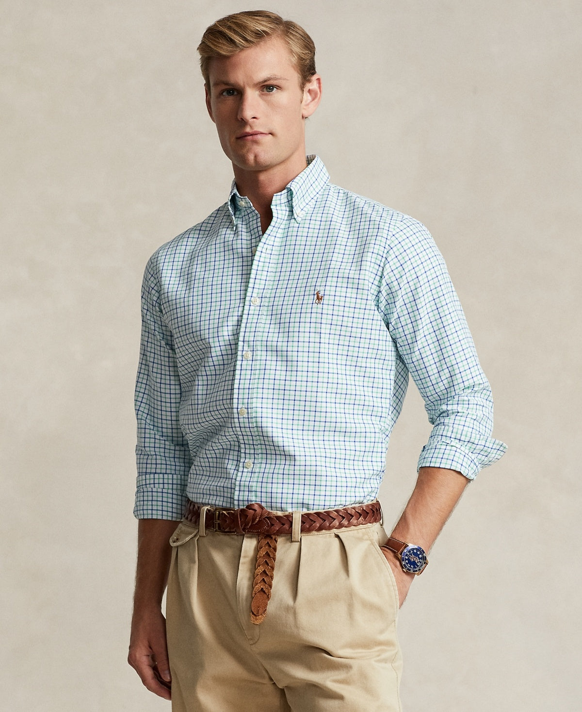 Polo Ralph Lauren Mens Classic fit Long Sleeve Button-Up Shirt XL Green Check
