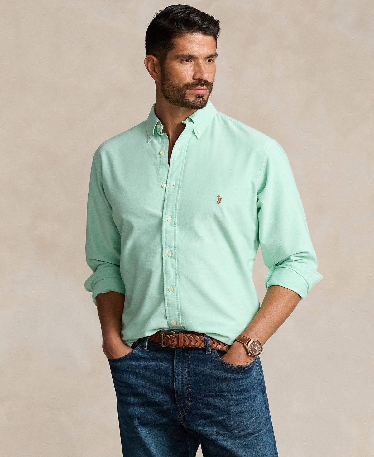 Polo Ralph Lauren Mens Regular fit Button-Up Shirt 4XB Kelly Green