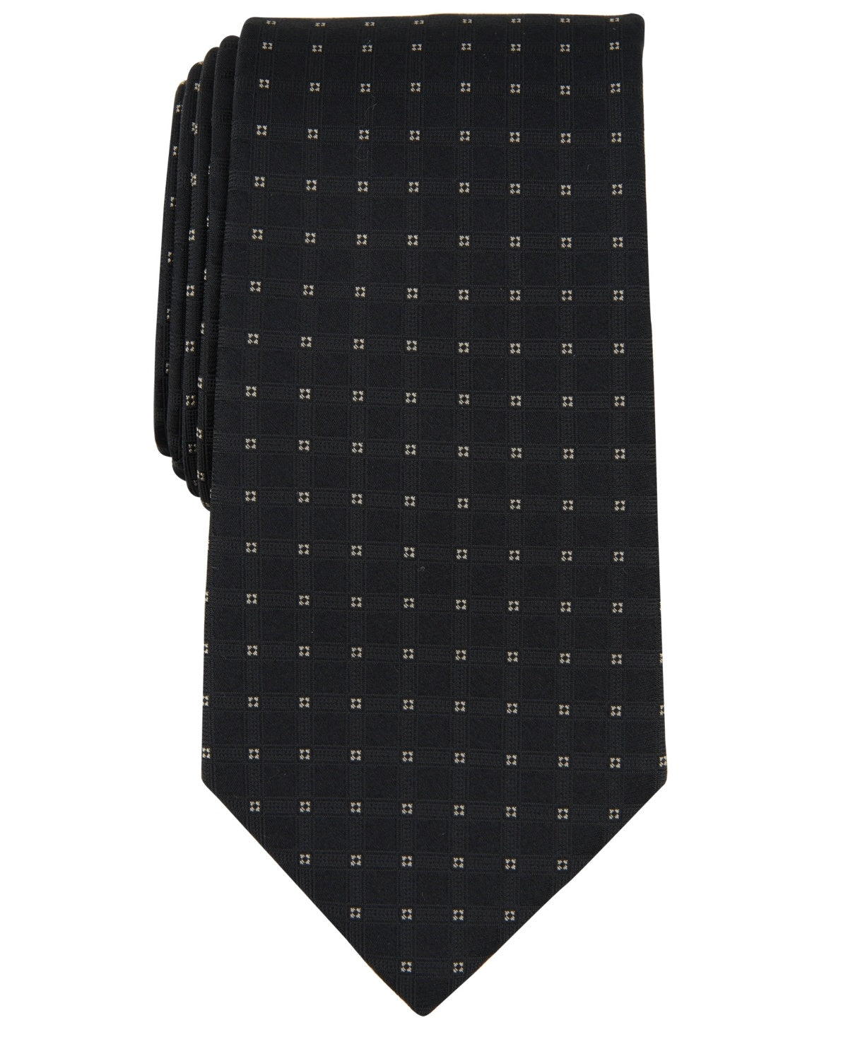 Michael Kors Mens Tie Necktie One Size Black Longboat Grid