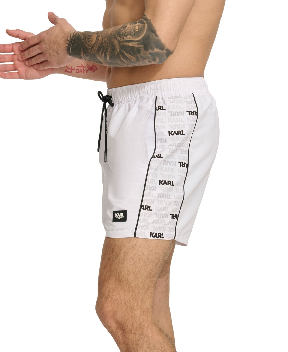 Karl Lagerfeld Paris Mens Modern fit Swim Trunks Swimwear Large White Black