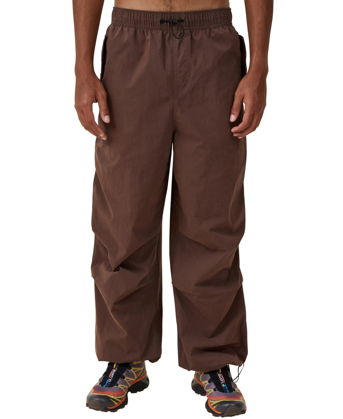 Cotton On Mens Loose fit Parachute Pants XL Brown Solid