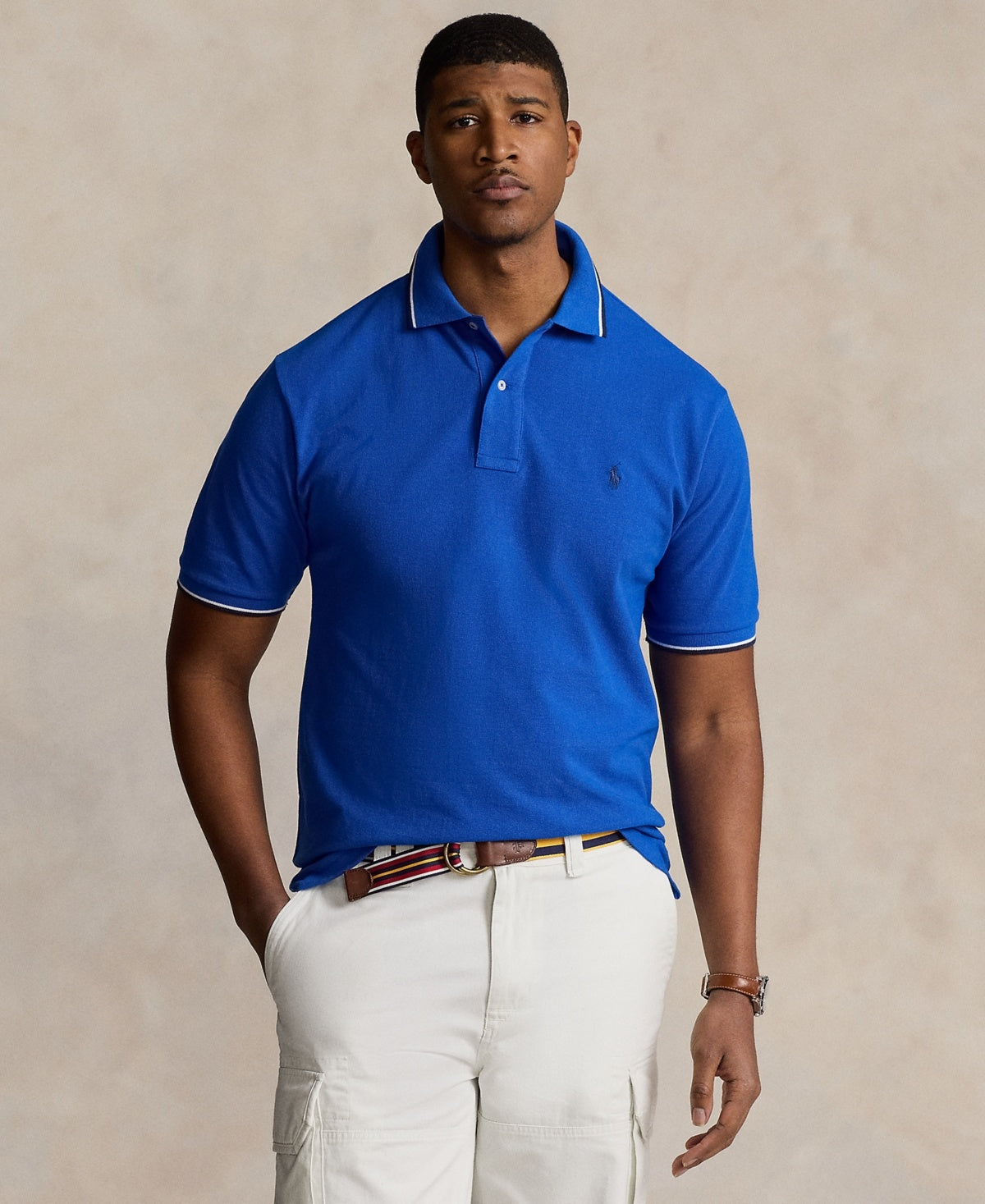 Polo Ralph Lauren Mens Classic fit Short Sleeve Polo Shirt 3LT Blue Solid