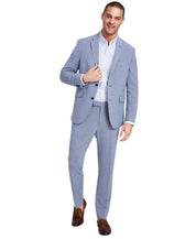 Kenneth Cole Mens Slim fit 2 Piece Suit 38 L / 31 Waist Blue Houndstooth Stretch