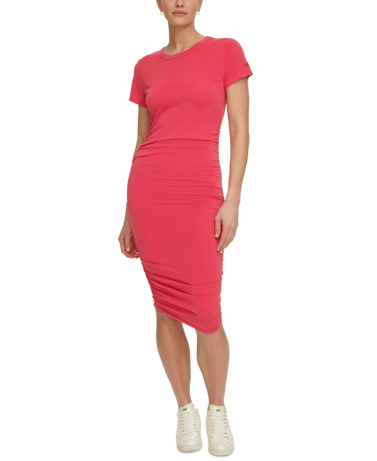 Dkny Sport Women's Ruched Short Sleeve Dress Virtual Pink XS