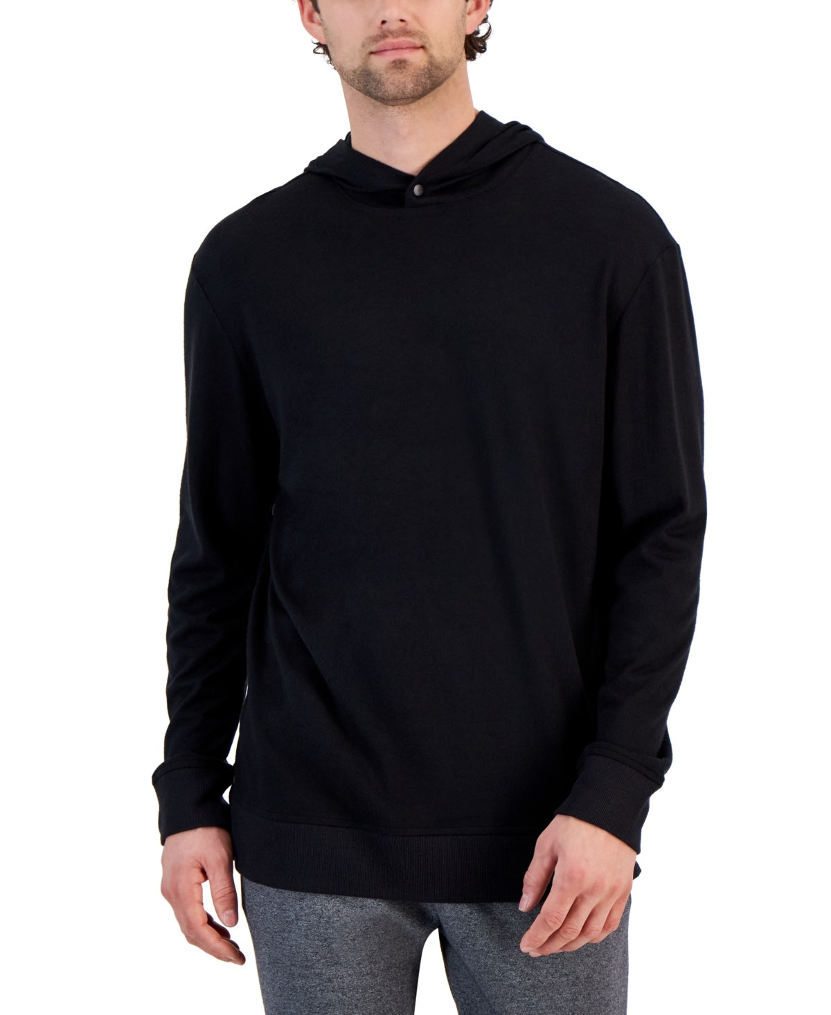 Alfani Mens Refined Pullover Hoodie Sweatshirt Black 2XL