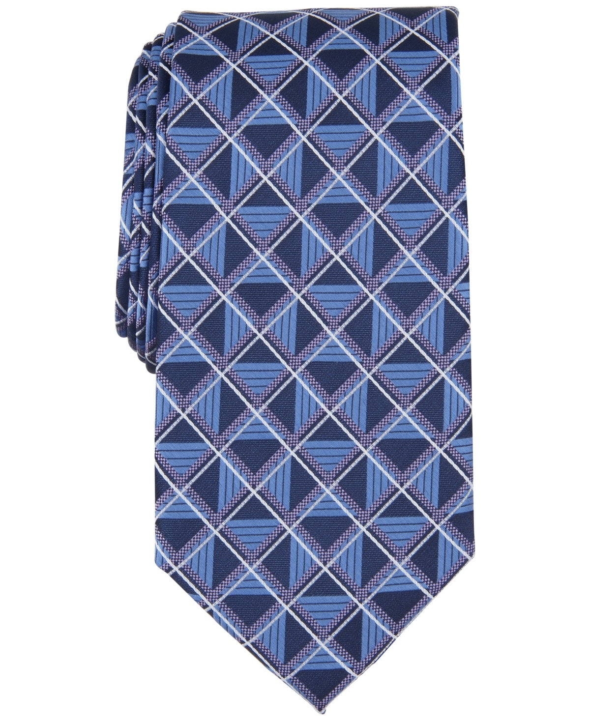 Perry Ellis Mens Regular fit Tie Necktie One Size Blue Karmen Grid