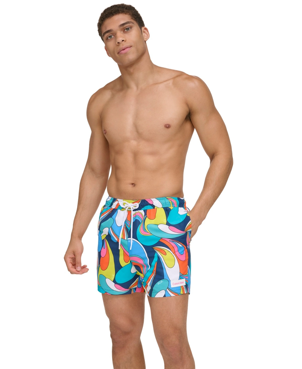 Calvin Klein Mens Regular fit Swim Trunks Swimwear XXL Multicolor Abstract