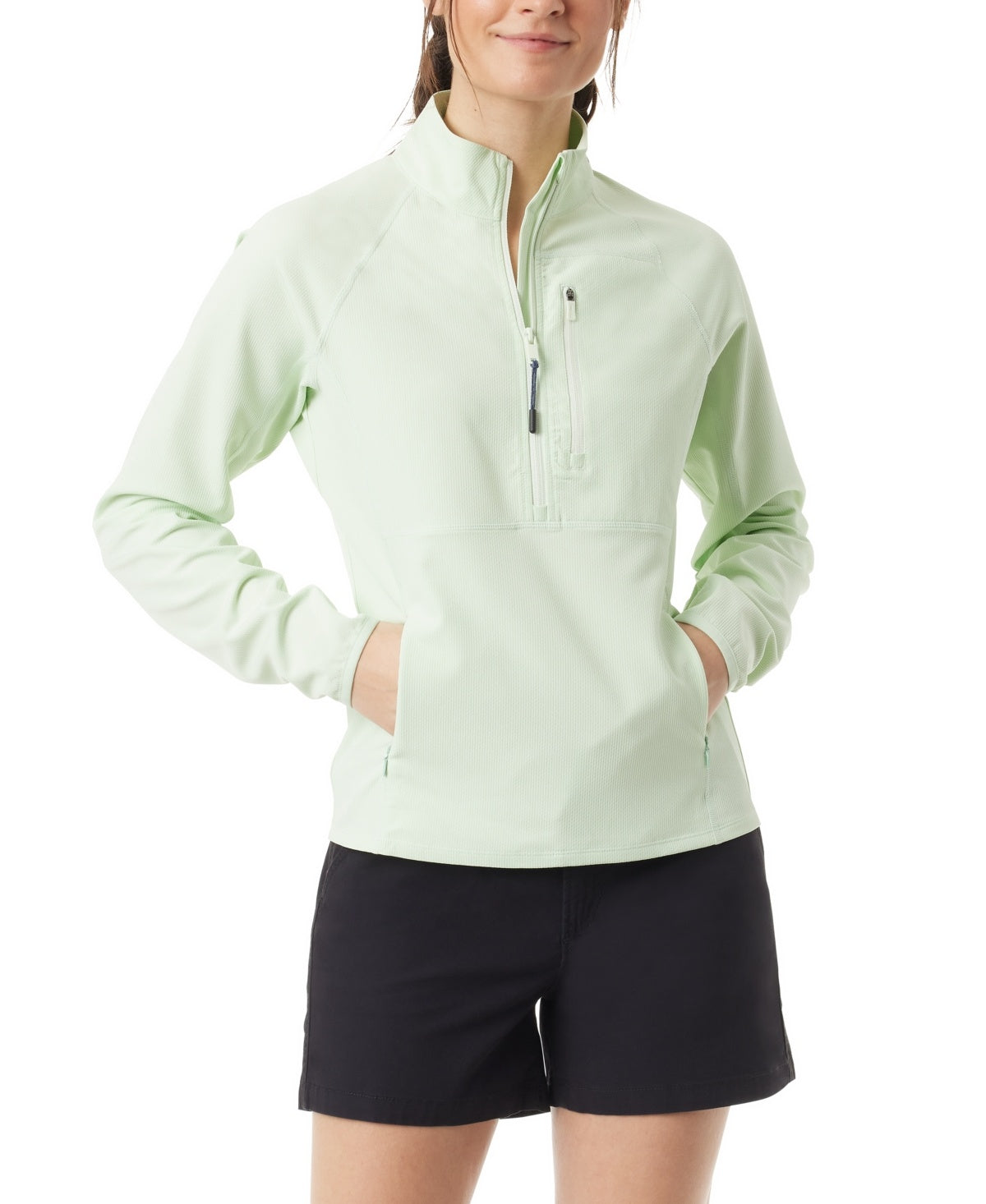 Bass Outdoor Womens Regular fit Half Zip Sweater Xl Green Solid