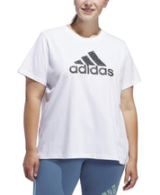 Adidas Womens Regular fit Short Sleeve Animal Print Logo T-Shirt Shirt 4X White