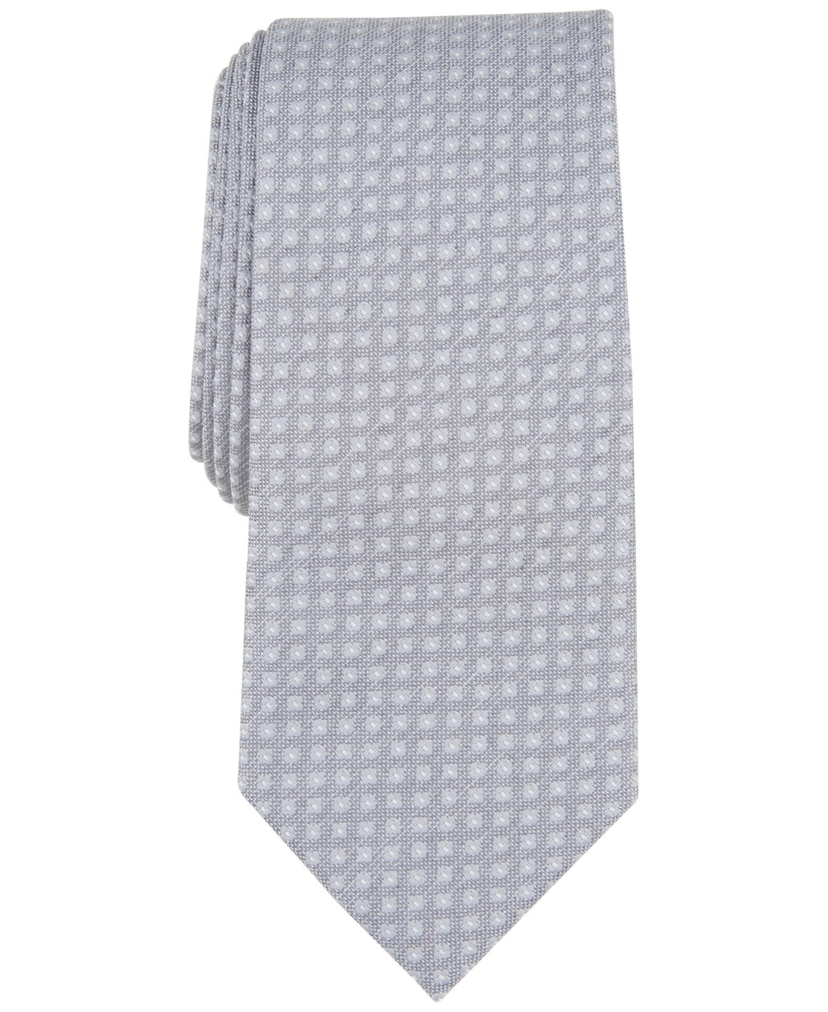Alfani Mens Regular fit Tie Necktie One Size Silver Grey Hazel Square