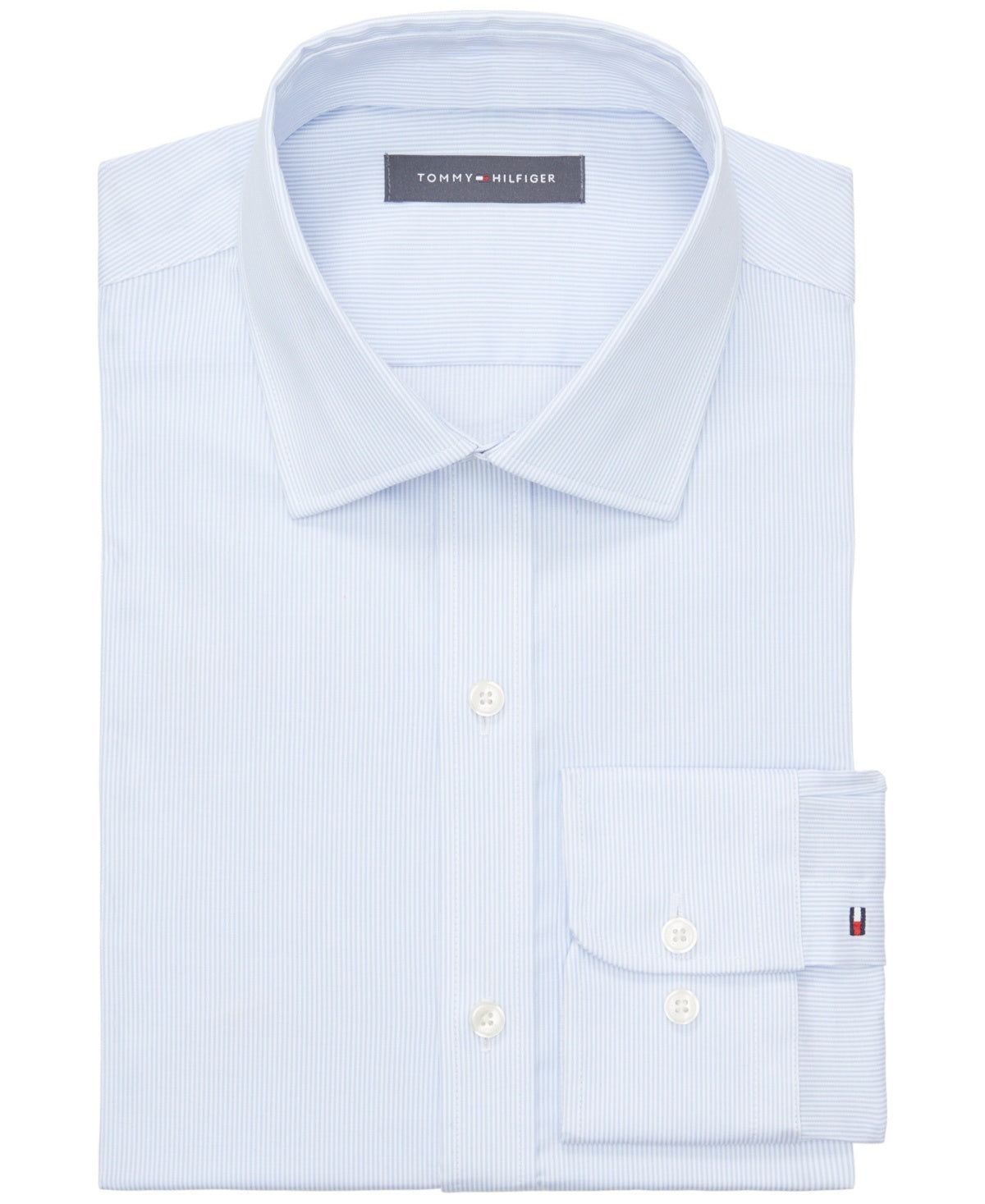 Tommy Hilfiger Men Slim fit Dress Shirt Medium 15 in 32-33 Blue Striped