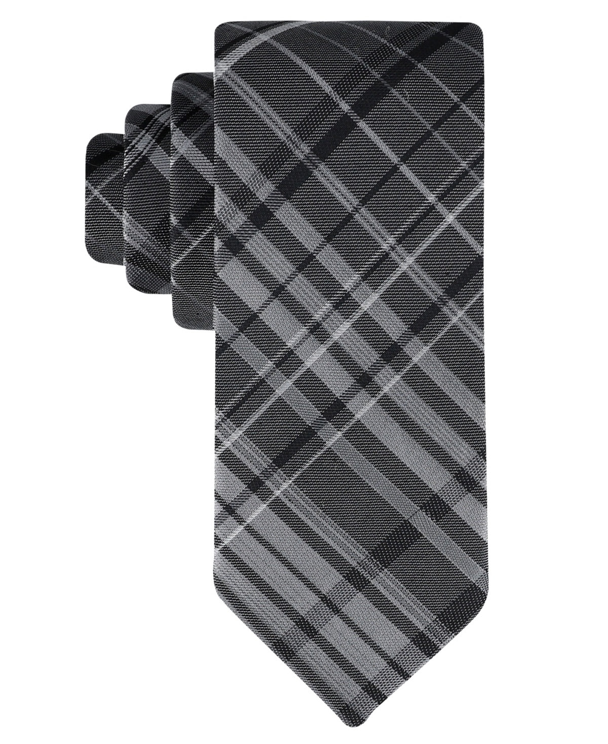 Calvin Klein Mens Regular fit Tie Necktie One Size  Black Plaid