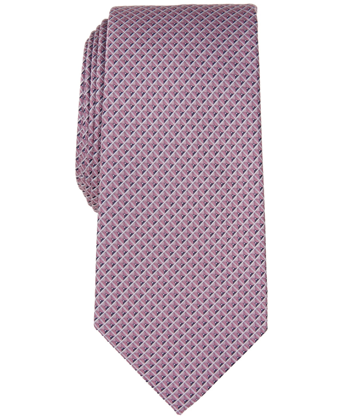 Alfani Mens Tie Necktie One Size Pink Emerson Slim Geo