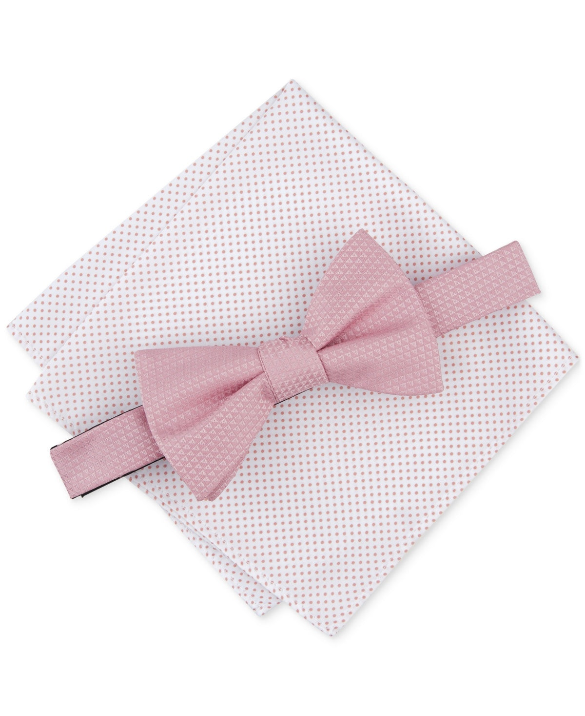 Alfani Mens Bow Tie Pocket Square One Size Pink Geo Pattern