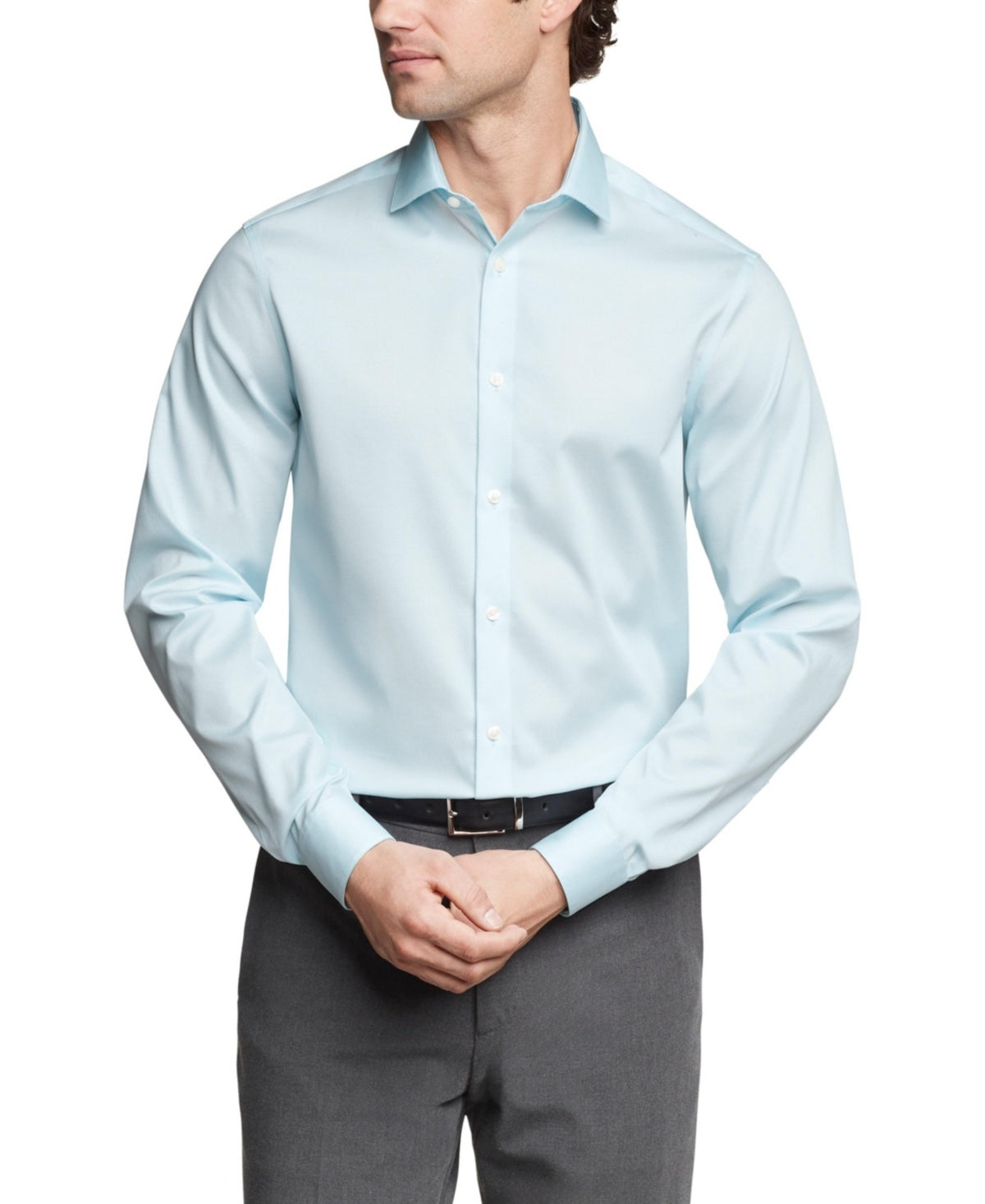 Calvin Klein Men Regular fit Dress Shirt Medium 15.5 in 32-33 Green Solid